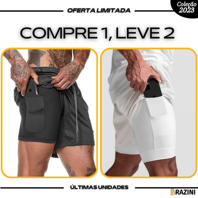 Shorts Dry-Fit™ de Compressão BZN - COMPRE 1 LEVE 2 + Brinde