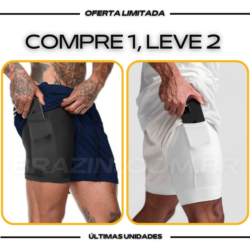 Shorts Dry-Fit™ de Compressão BZN - COMPRE 1 LEVE 2 + Brinde