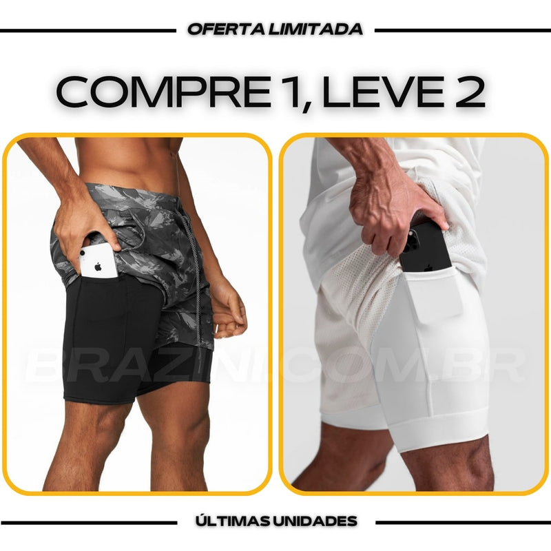 Shorts Dry-Fit™ de Compressão BZN - COMPRE 1 LEVE 2 + Brinde