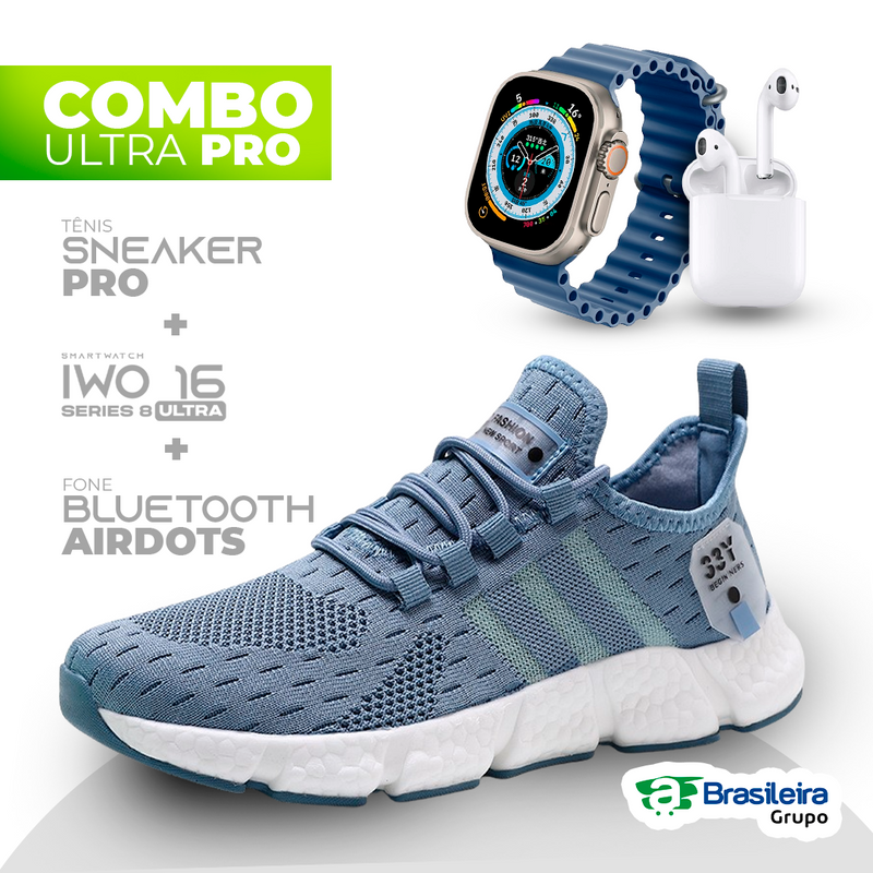 Combo em Oferta 3x1 TÊNIS NEWFIT + IWO SERIES 8 ULTRA + FONE BLUETOOTH PRO | EN