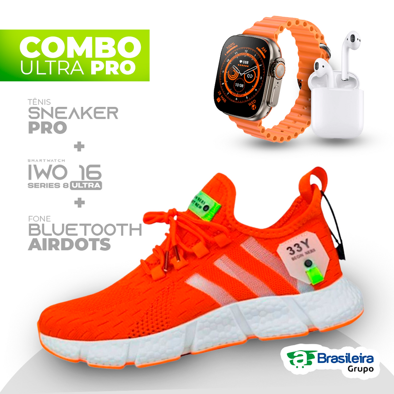 Combo em Oferta 3x1 TÊNIS NEWFIT + IWO SERIES 8 ULTRA + FONE BLUETOOTH PRO | EN