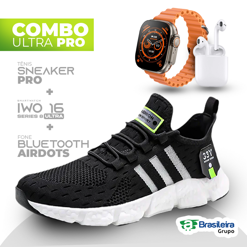 Combo em Oferta 3x1 TÊNIS NEWFIT + IWO SERIES 8 ULTRA + FONE BLUETOOTH PRO | EN