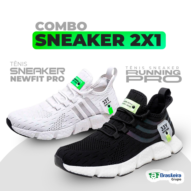 Combo 2x1 SNEAKERS PRO | TÊNIS NEWFIT PRO + TÊNIS RUNNING PRO | ENVIO IMEDIATO