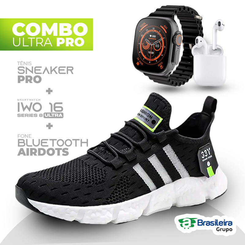 Combo em Oferta 3x1 TÊNIS NEWFIT + IWO SERIES 8 ULTRA + FONE BLUETOOTH PRO | EN