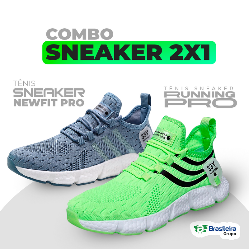 Combo 2x1 SNEAKERS PRO | TÊNIS NEWFIT PRO + TÊNIS RUNNING PRO | ENVIO IMEDIATO