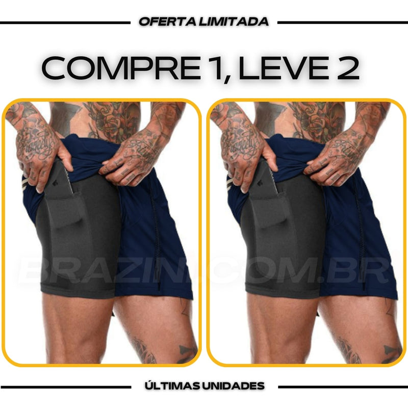 Shorts Dry-Fit™ de Compressão BZN - COMPRE 1 LEVE 2 + Brinde