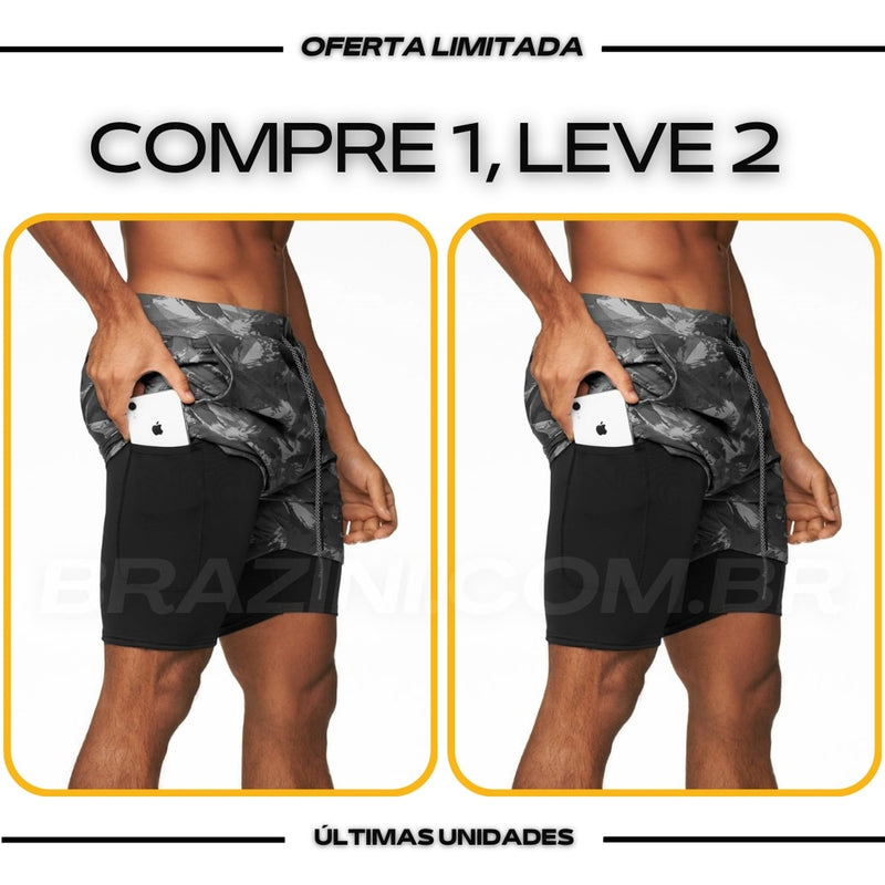 Shorts Dry-Fit™ de Compressão BZN - COMPRE 1 LEVE 2 + Brinde