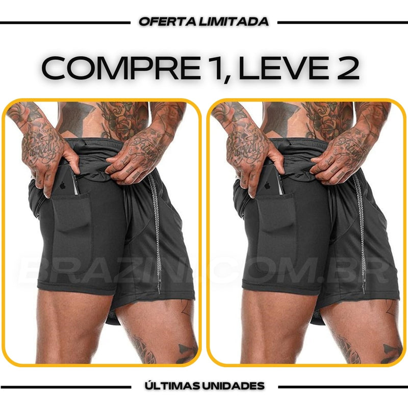 Shorts Dry-Fit™ de Compressão BZN - COMPRE 1 LEVE 2 + Brinde