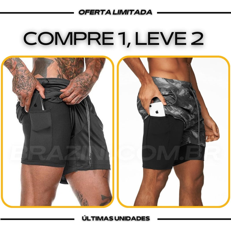 Shorts Dry-Fit™ de Compressão BZN - COMPRE 1 LEVE 2 + Brinde