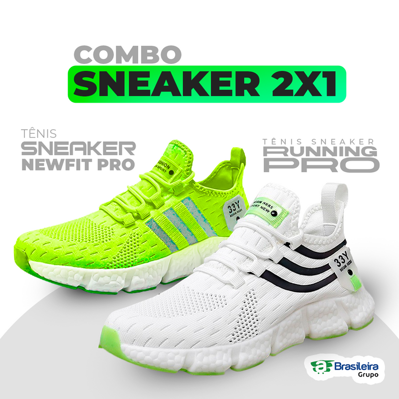 Combo 2x1 SNEAKERS PRO | TÊNIS NEWFIT PRO + TÊNIS RUNNING PRO | ENVIO IMEDIATO