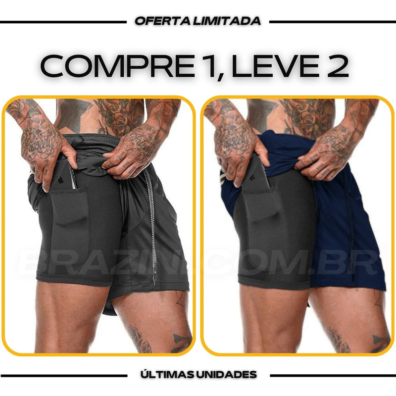 Shorts Dry-Fit™ de Compressão BZN - COMPRE 1 LEVE 2 + Brinde