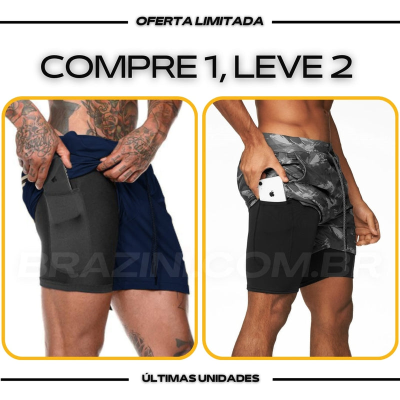 Shorts Dry-Fit™ de Compressão BZN - COMPRE 1 LEVE 2 + Brinde