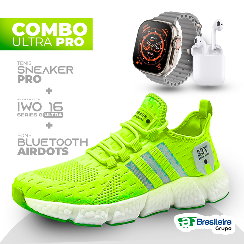 Combo em Oferta 3x1 TÊNIS NEWFIT + IWO SERIES 8 ULTRA + FONE BLUETOOTH PRO | EN