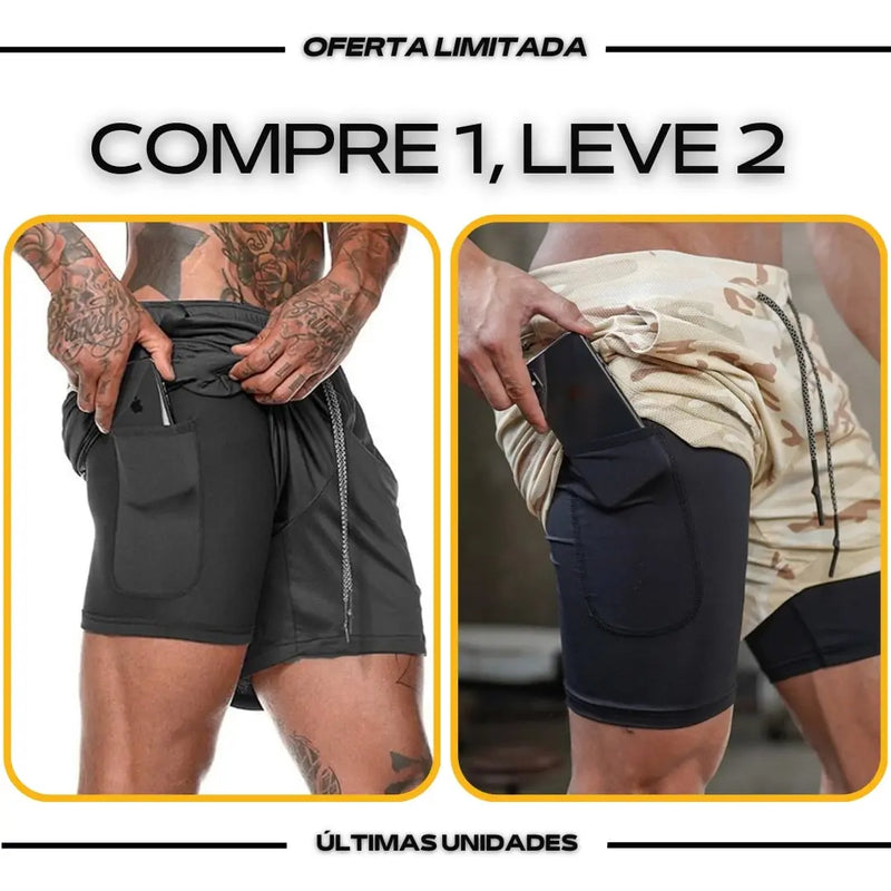 Shorts Dry-Fit™ de Compressão BZN - COMPRE 1 LEVE 2 + Brinde