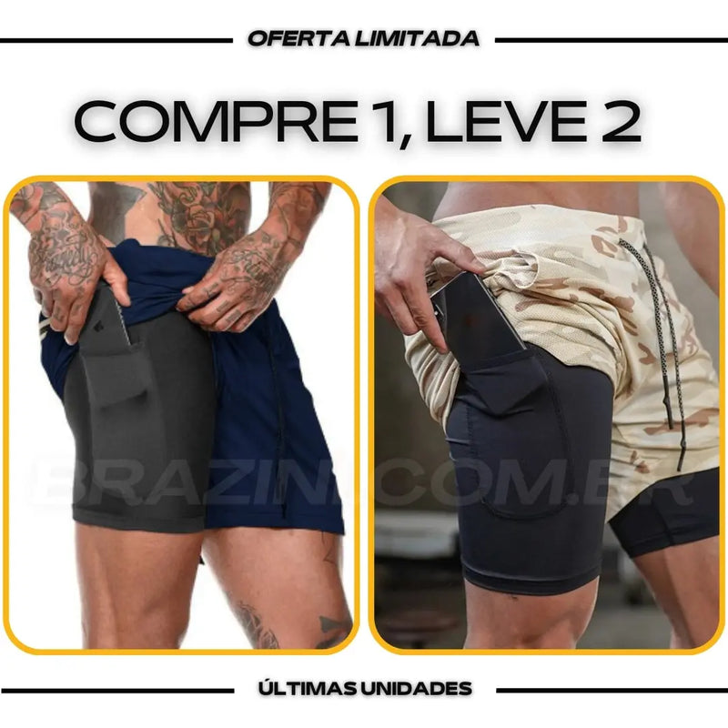 Shorts Dry-Fit™ de Compressão BZN - COMPRE 1 LEVE 2 + Brinde