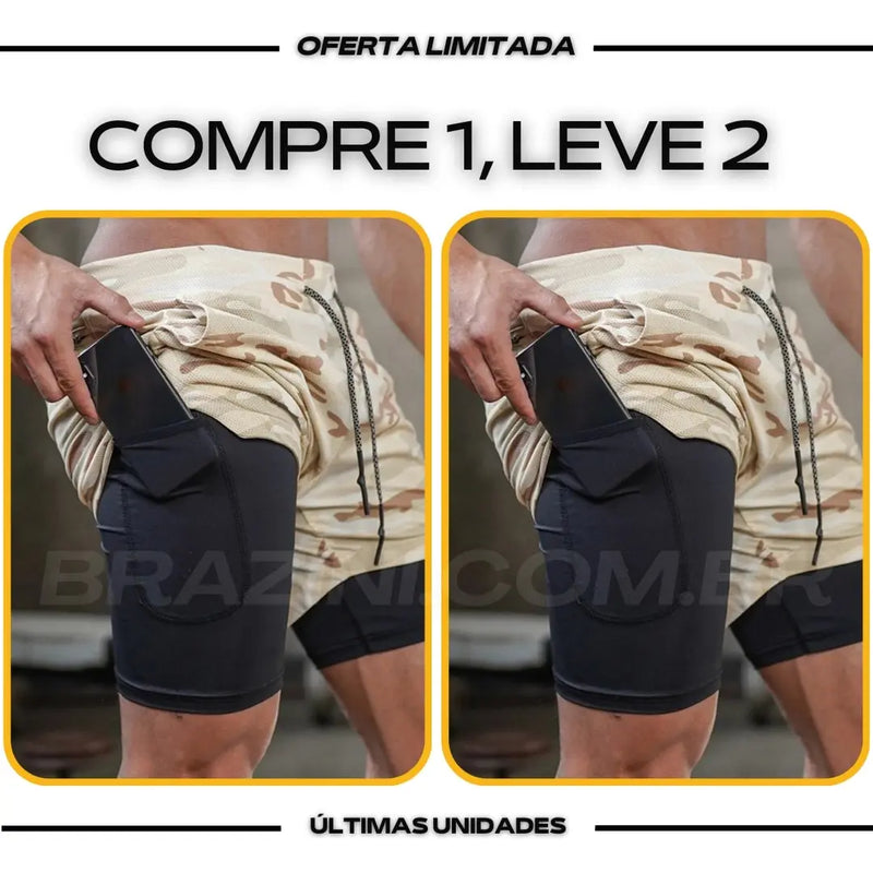 Shorts Dry-Fit™ de Compressão BZN - COMPRE 1 LEVE 2 + Brinde