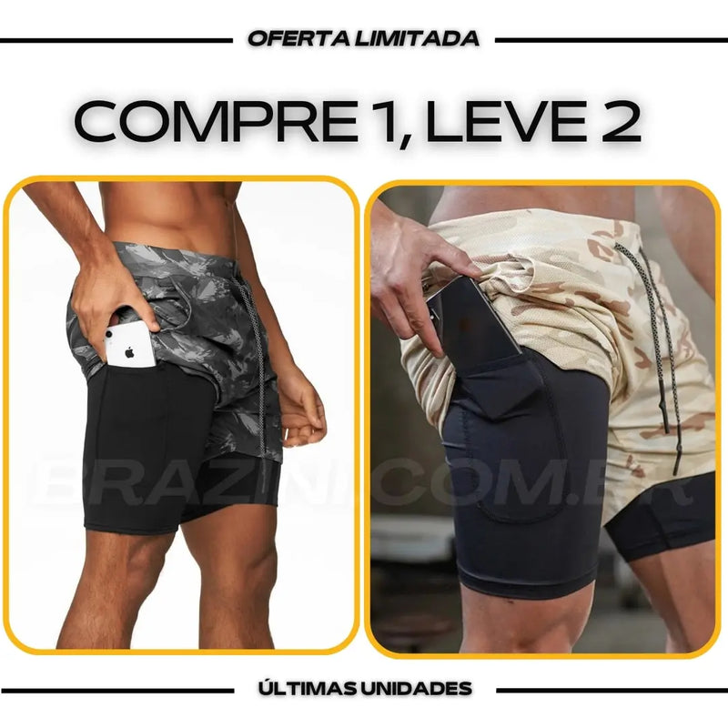 Shorts Dry-Fit™ de Compressão BZN - COMPRE 1 LEVE 2 + Brinde